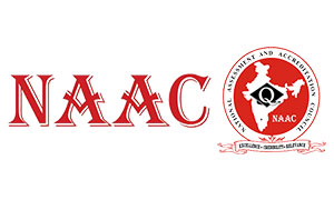 NAAC accreditation seal showing an outline of India with a stylized emblem at its center